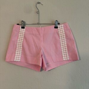 Lilly Pulitzer Liza Seersucker Pink White Striped Shorts size 2